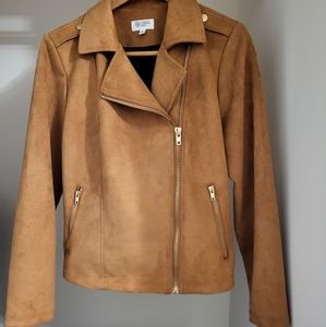 Candace Cameron Bure Faux Suede Moto Jacket Size Small